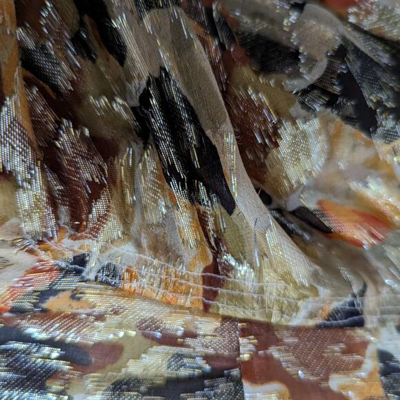 BA&SH Gaby Metallic Blouse Silk Ochre Gold Abstract Print 3/4 Sleeve Size XS - Picture 11 of 12